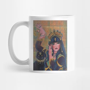 Bastet goddess Egyptian cat dark by Renee Lavoie Mug